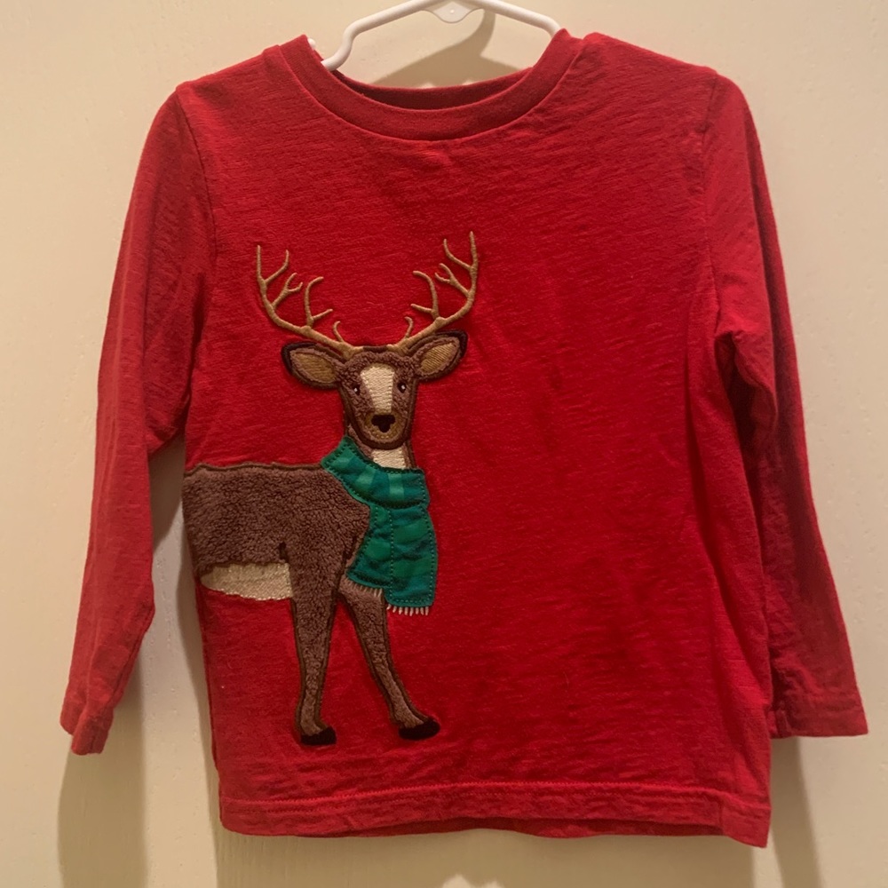 4T Adventure Wear red long sleeve t-shirt with reindeer